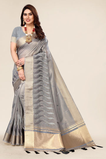 Ethnic Motifs Zari Woven Design Banarasi Saree